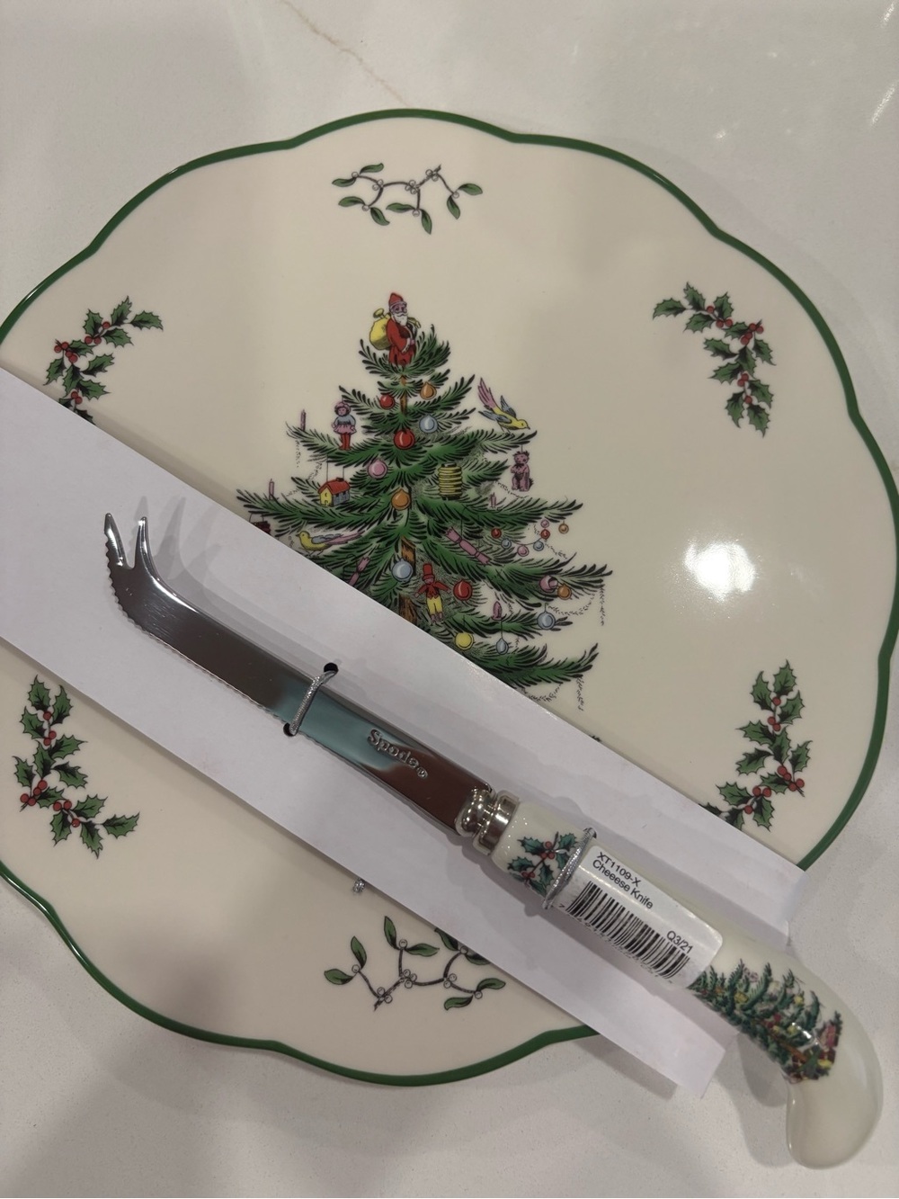 Spode Green and White Christmas Tree Cheese Knife